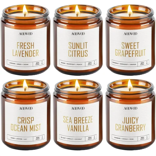 Vista 10 de AOOVOO Velas de Navidad – 4 velas perfumadas, velas de soja de 28 onzas, vela de soja para el hogar, abeto siberiano, cedro bálsamo, rollos de Vela