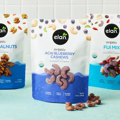 Vista 7 de Elan Anacardos Orgánicos de Acai y Arándano, 5.3 oz, Sin OGM, Veganos, Sin Gluten, Kosher, Nueces Glaseadas