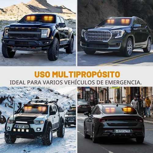 Vista 7 de XRIDONSEN Luces estroboscópicas de emergencia 2 en 1 para tablero e interior de parabrisas, luces parpadeantes de seguridad y advertencia color Ámbar