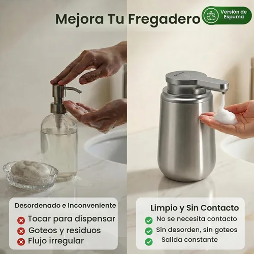 Vista 2 de GentleJet NovaJet - Dispensador automático de jabón espumoso con sensor sin contacto, USB-C recargable, acero inoxidable 304, IPX5 resistente al