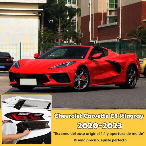 Vista 6 de Cubierta de luces traseras de automóvil compatible con Corvette C8 Stingray Z06 E-Ray 2020-2023 2024 2025, cubierta de lámpara trasera ahumada