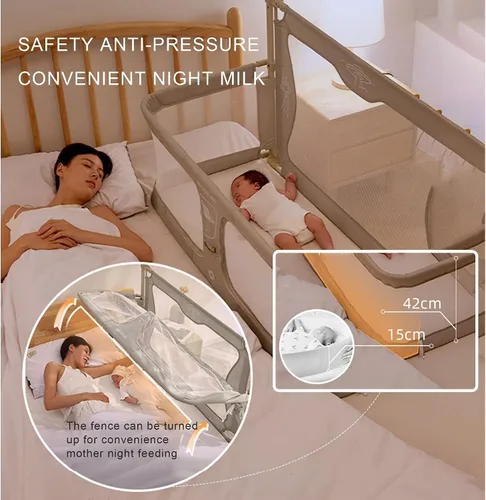 Vista 2 de Cuna de bebé 3 en 1, moisés de cama para bebé para dormir junto a mí, cuna de bebé, cuna portátil, ventana de malla transpirable y visible, funda