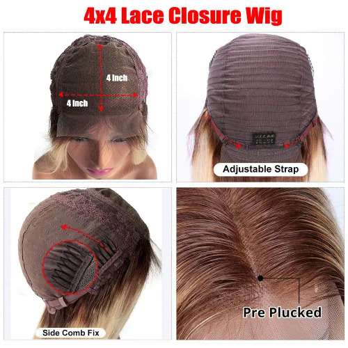 Vista 3 de 24 pulgadas de largo, peluca de encaje frontal, rubio miel, cabello humano real, liso, 150 % de densidad, cabello brasileño virgen, pelucas