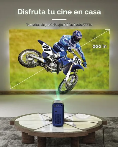 Vista 7 de Mini proyector de película Bluetooth: proyector de 1080P, proyector de película 4K, proyector de TV portátil para el hogar, proyector LED de video