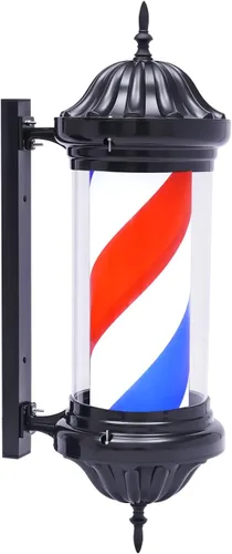 Vista 10 de Barra de peluquería LED brillante globo luz,Peluquería Barbería Señal abierta,Rotación de tiras giratorias rojas, blancas y azules,IP44 impermeable