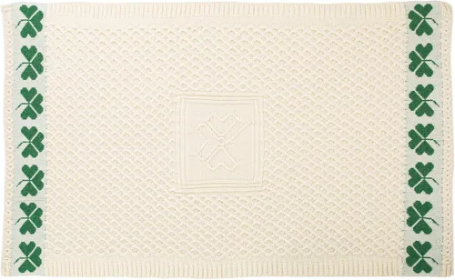 Vista 4 de SAOL Manta Aran de trébol irlandés, 100% lana merina, patrón de panal de abeja, natural, 40 x 60 pulgadas, 39.4 in x 59.1 in