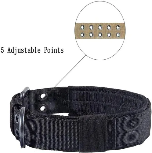 Vista 2 de Collar táctico para perro, collar militar ajustable con anillo en D de metal y hebilla, collar de entrenamiento de nailon resistente para perros