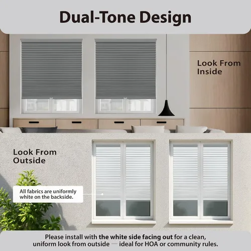 Vista 8 de DEZ FURNISHINGS Persiana opaca inalámbrica de 1.5 pulgadas, 20 pulgadas de ancho x 36 pulgadas de alto, gris ancla