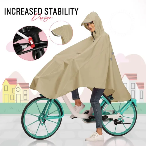 Vista 5 de SaphiRose Lightweight Cycling Jacket Rain Poncho Hooded Rain Coat Cape with Reflective Stripe for Bikes