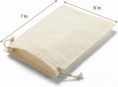 Vista 5 de DRQ Bolsas de algodón con cordón – Bolsas de regalo de muselina de 5 x 7 pulgadas, paquete de 50, sin blanquear