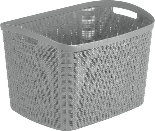 Vista 17 de Curver Juego de 6 cestas decorativas de plástico de yute mediano de 12 litros, para organización y almacenamiento, contenedores perfectos para Negro