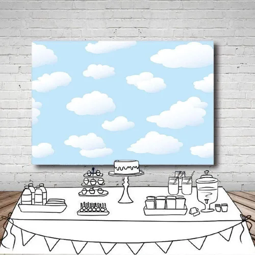 Vista 4 de MEHOFOTO - Telón de fondo para estudio fotográfico de cielo azul y nube blanca, decoración de fiesta de cumpleaños para niños, baby shower