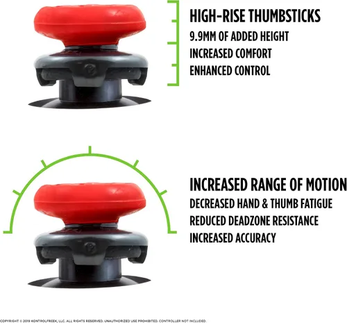 Vista 3 de KontrolFreek FPS Freek Inferno for Nintendo Switch Pro Controller Performance Thumbsticks 2 High-Rise Concave Red