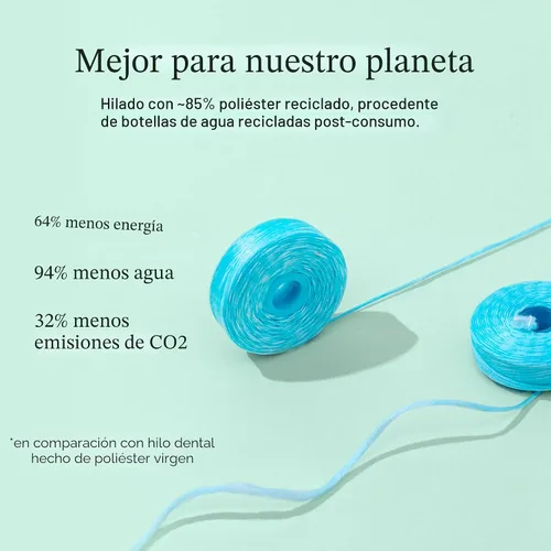 Vista 5 de Cocolab Hilo dental tejido, cuidado bucal diseñado por dentistas, aroma a coco, encerado, expandible, vegano, hilo dental amigable para niños