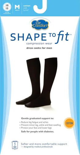 Vista 2 de Dr. Comfort Vestido de algodón para hombre graduado de compresión hasta la rodilla, 10-15 mmHg, Blanco