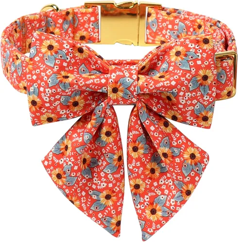 Vista 58 de Collar de perro a cuadros de búfalo amarillo otoñal con pajarita elegante Otoño-Lazo-Cuadros Amarillo