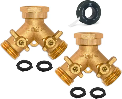 Vista 13 de Morvat - Conector de latón para manguera de jardín (2 vías)