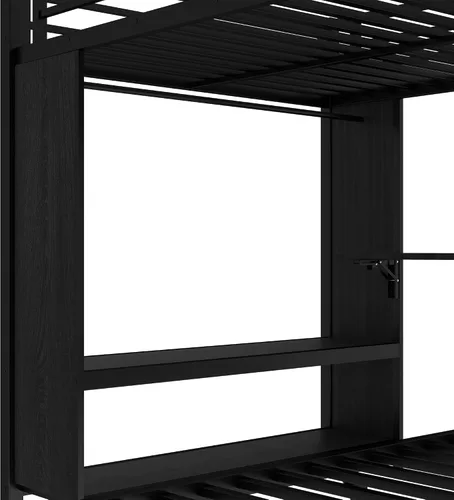 Vista 8 de Full Over Twin Bunk Bed with Trundle and Ladders, Metal Bunk Bed Frame with Built-in Foldable Desk & Wardrobe, Space-Saving Beds for Kids Teens