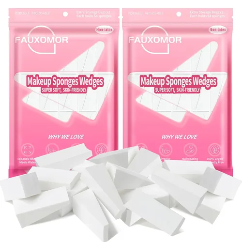 Vista 9 de Fauxomor 108 piezas de nuevas esponjas de maquillaje cuñas para base facial, esponja cosmética triangular sin látex para aplicación y mezcla sin