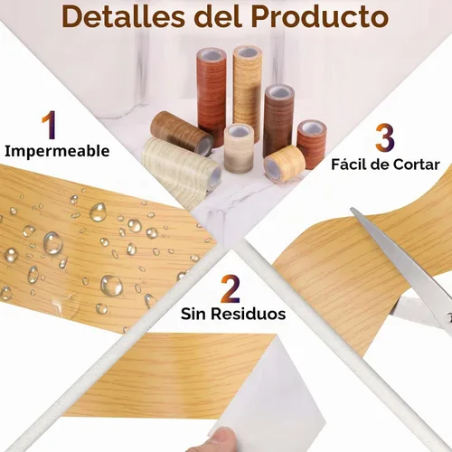 Vista 3 de PATIKIL Cinta de Veta de Madera de 2 pulgadas x 32 pies, Cinta de Reparación de Textura de Madera Autoadhesiva, Parche de Efecto de Madera Realista