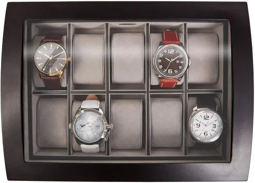 Vista 2 de Mele Co Royce - Caja de madera con tapa de cristal de bloqueo personalizada para relojes y accesorios