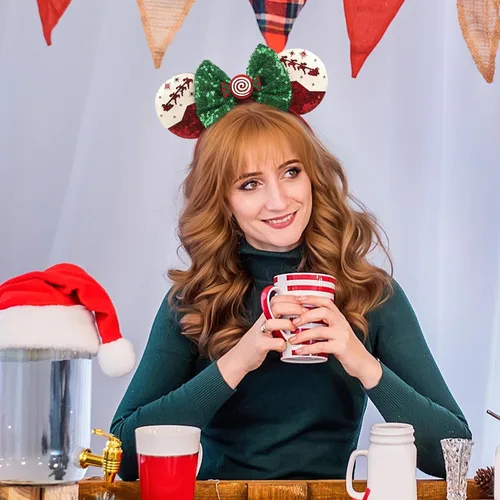 Vista 17 de Diadema de Navidad, orejas de ratón, decoraciones navideñas, sombreros de Navidad