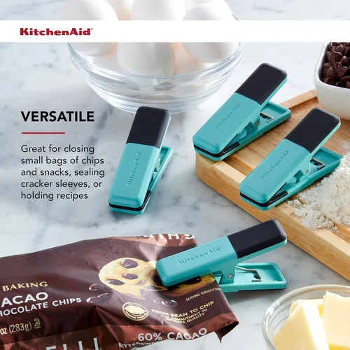 Vista 4 de KitchenAid Clips para bolsas pequeñas, juego de 4, Aqua Sky aguamarina (Aqua Sky)