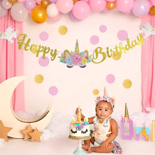 Vista 4 de Decoraciones de cumpleaños para niñas, fiesta de cumpleaños, suministros de fiesta de feliz cumpleaños, decoración del hogar