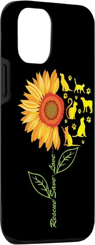 Vista 3 de iPhone 14 RESCUE SAVE LOVE - Funda de pata de girasol para gatos y perros