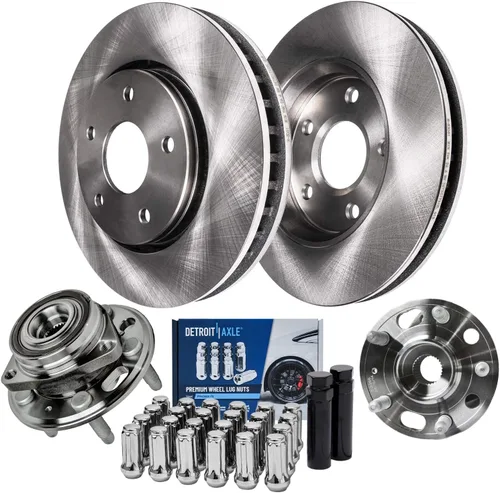 Vista 40 de Detroit Axle - Rotores perforados delanteros de 10.827 in + pinza de freno lateral del pasajero de repuesto para Toyota RAV4 Prius V Lexus HS250H