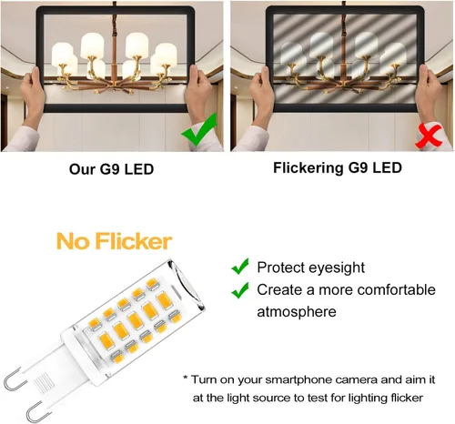 Vista 6 de Bombilla LED G9 de 4 W 40 W equivalente a halógeno, blanco cálido 3000 K, 370 LM, forma T4 G9 Bi Pin bombillas de base de cerámica para candelabro