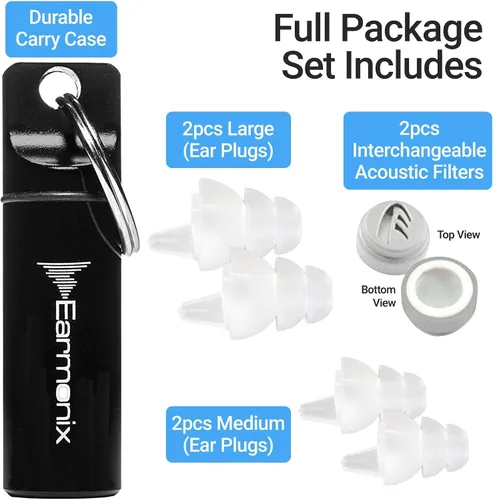 Vista 2 de Music Plus - Tapones para los oídos de alta fidelidad, reducción de ruido para conciertos, músicos, eventos deportivos y más, tapones reutilizables