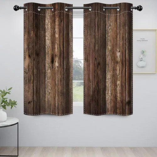 Vista 92 de Cortinas rústicas para ventana de puerta de granero, puerta de madera gris, puerta de garaje, tratamiento de ventana para sala de estar, dormitorio