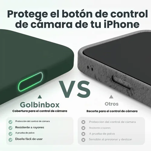Vista 5 de GolbinBox - Funda magnética para iPhone 17, funda de silicona, color verde Compatible con MagSafe, protector de pantalla + protector de lente