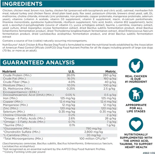 Vista 6 de NutriSource Alimento para perros adultos, hecho con pollo y arroz, con granos saludables, 15 libras, comida seca para perros