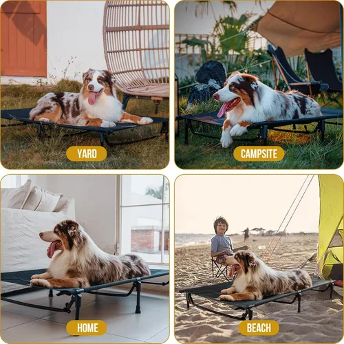 Vista 5 de ONETIGRIS Cama elevada para perros, cama elevada para perros con malla a prueba de mordidas, portátil antideslizante para interiores y exteriores