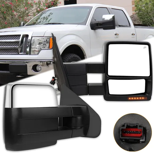 Vista 35 de Conjunto de espejo lateral del conductor o del pasajero para Ford F150 F250 F350 plegable manual, sin calefacción, color negro liso, paquete de 1