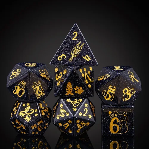 Vista 23 de UDIXI Juego de dados de piedras preciosas de amatista, dados DND de piedra de cristal D&D con estuche de regalo para juegos de rol y juegos de mesa