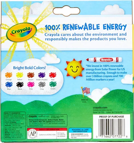 Vista 8 de Crayola 10 unidades. Marcadores trazo ancho originales, clásicos, 1, Variados