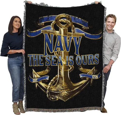 Vista 22 de Pure Country Weavers PCW - Manta fuerte de la Marina de los Estados Unidos, manta militar de regalo, tejida de algodón, fabricada en los Estados