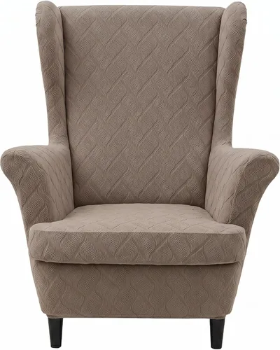 Vista 15 de MIFXIN Wingback - Funda para silla, de terciopelo de 2 piezas, elásticas, con funda de cojín, suave, lavable, protector de muebles para sala de Beige