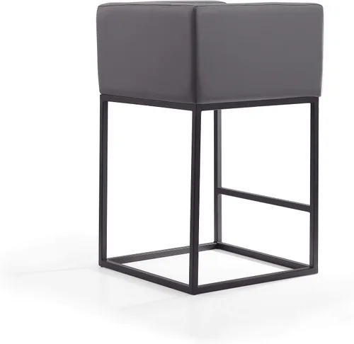 Vista 6 de Manhattan Comfort Embassy - Taburete de bar de metal gris y negro de 34 pulgadas