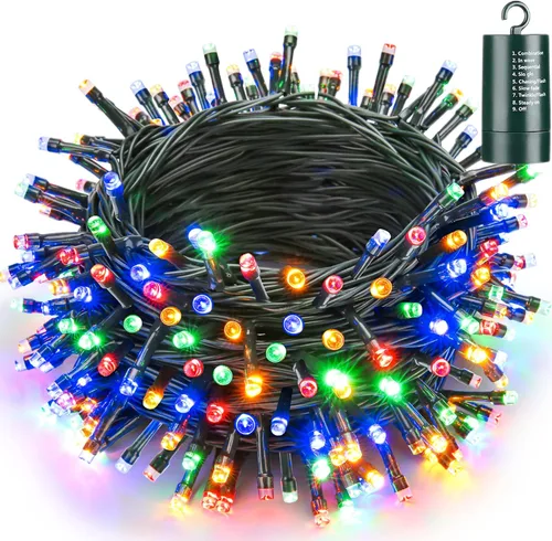 Vista 11 de Joomer Luces de Navidad a pilas, 66 pies, 200 LED, 8 modos y temporizador Blanco cálido