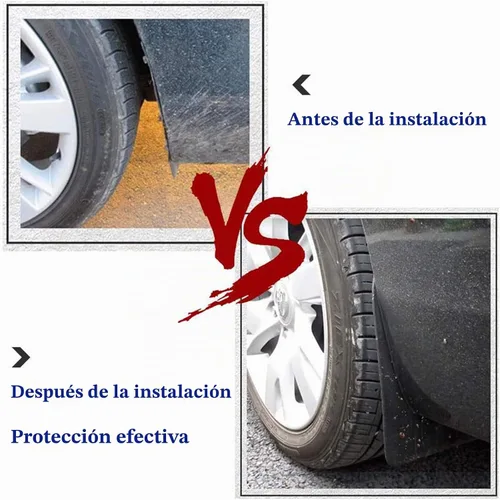 Vista 3 de RULLINE - Aletas de barro para automóvil, ajuste universal, color negro, 4 unidades, guardabarros, con 20 clips de remache de sujeción de 0.236