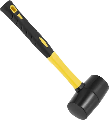 Vista 5 de 3 martillos de mazo de goma negra de 16 onzas, mazo de goma con mango antideslizante para camping, carpintería y suelos