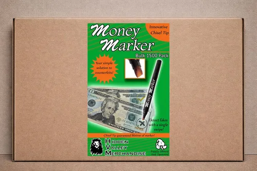 Vista 3 de HVM Bolígrafo detector de dinero falso (1500 bolígrafos falsificados) – Marcador de dinero con punta de cincel mejorada – Detecta facturas falsas