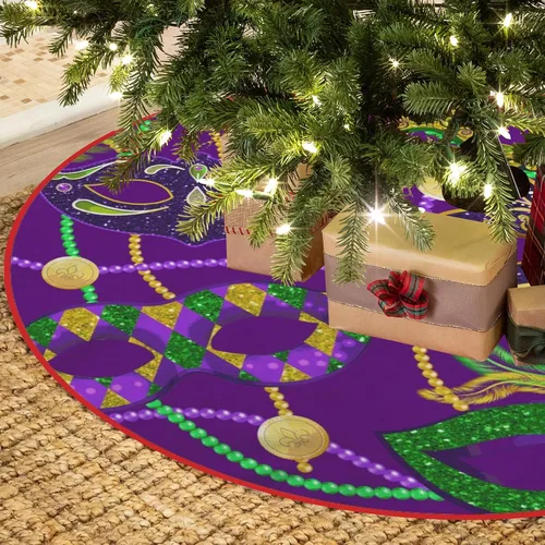 Vista 12 de Falda de árbol de Pascua, huevos de conejo de Pascua, falda de árbol de Navidad, tapete para fiestas de vacaciones, decoración de interiores