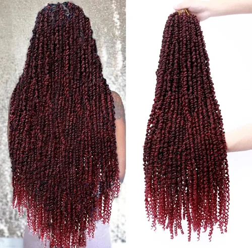 Vista 32 de Cabello Corto PassionTwist de 8 Pulgadas Cabello Pre-retorcido Passion Twists Cabello de Ganchillo Pre-enrollado Cabello Rizado de Ganchillo para 1b