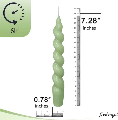 Vista 6 de Candelabros en espiral verde y velas cónicas verdes - Gedengni 7.5 pulgadas Velas cónicas cortas y encantadoras con diseño retorcido, velas sin