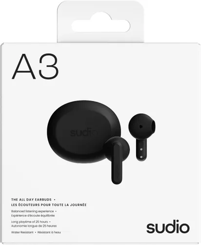 Vista 7 de Sudio Auriculares inalámbricos A3 para todo el día, 25 horas de reproducción, auriculares Bluetooth 5.4, a prueba de sudor y salpicaduras, sonido